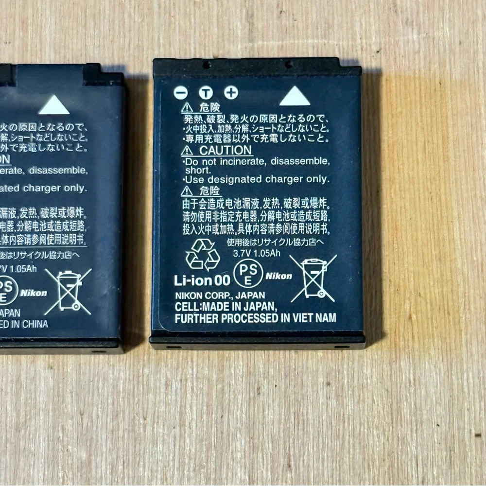 2-Nikon OEM EN-EL12 1050mAh Li-Ion Battery Used Tested Good w/Charge Read Info!